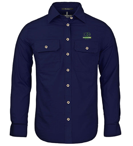 Ladies Pilbara Premium Cotton Work Shirt - open front style